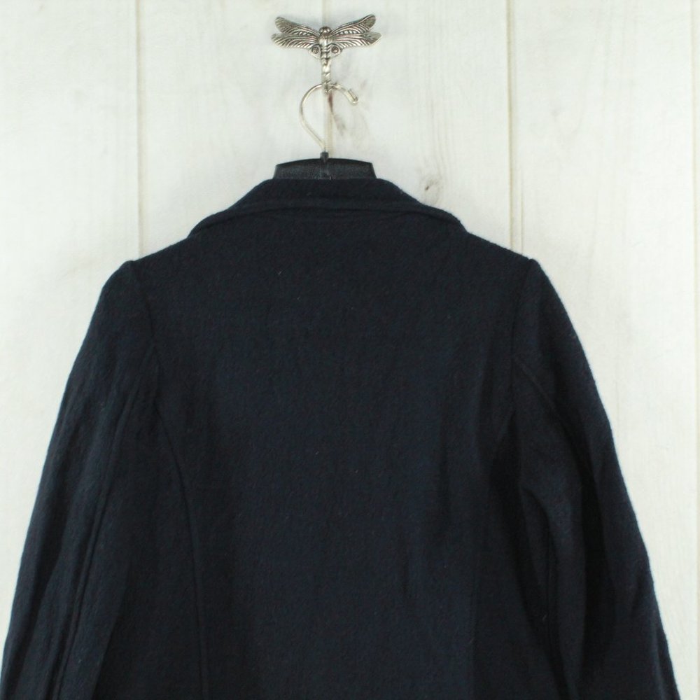 LL Bean Black 100% Wool Button-Down Coat Jacket Size M - Picture 6 of 9
